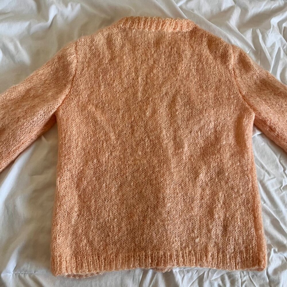 Pink Hand Knit Wool Cardigan - Chunky/Fuzzy - Picture 9 of 9